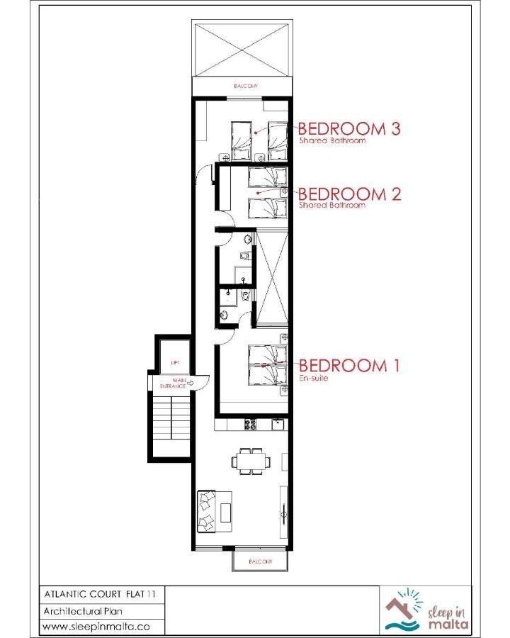 F11 Room 2, Private Room Two Single Beds Shared Bathroom In Shared Flat Мсида Экстерьер фото